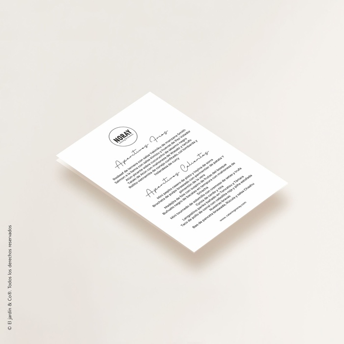 Listado de aperitivos de Catering Noray con la información de cada elaboración
