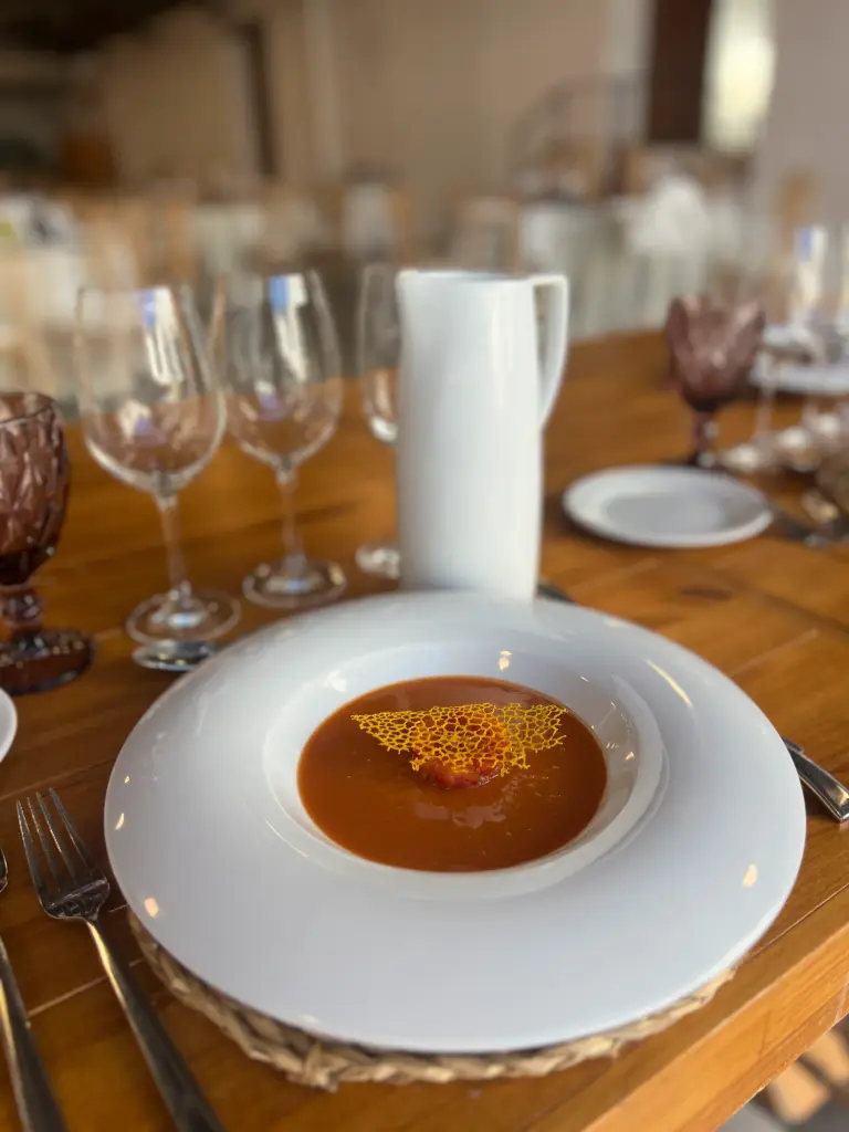 Crema de carabineros con mirepox y su coral