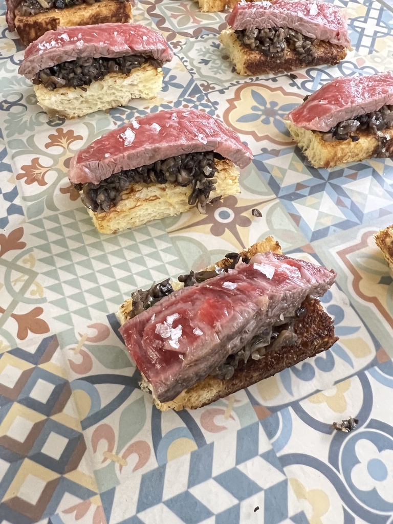 Lomo alto con douxelle de setas XS